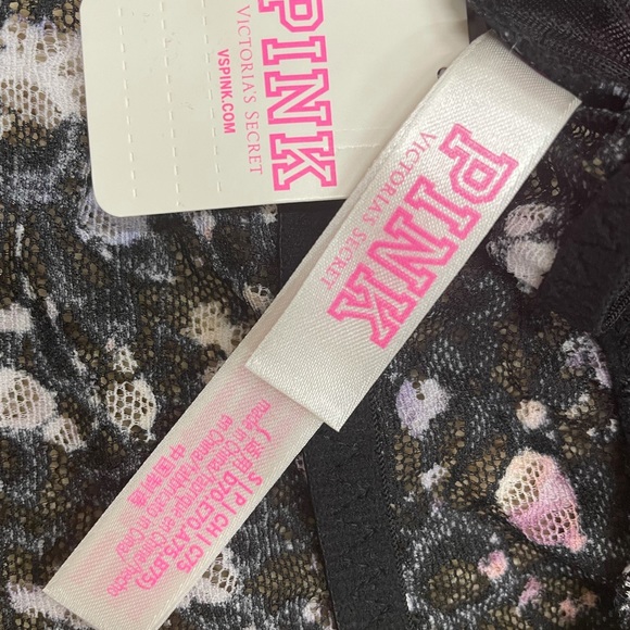 VS Pink Bralette Push Up Black Pink High Neck Sz S - Picture 5 of 6